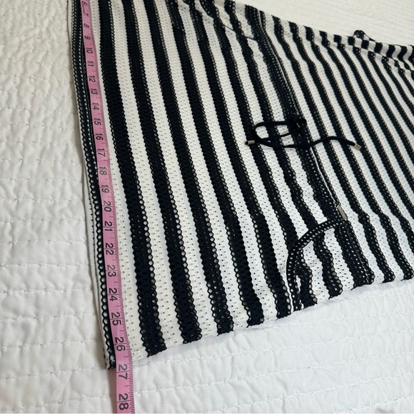 Calvin Klein Black and White Striped Drawstring Dress Beach Cover-Up Size L/XL - Picture 6 of 16